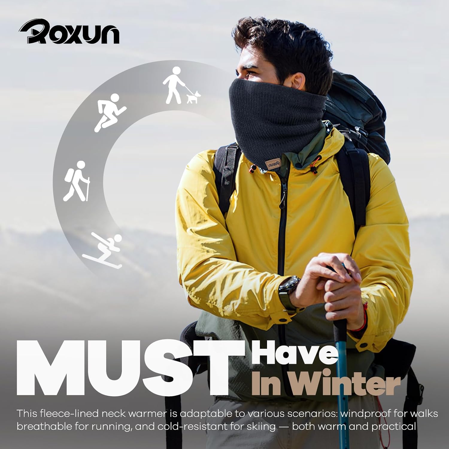 Detalle 2 de ROXUN Winter Neck Gaiter, Fleece Warmer ⚙