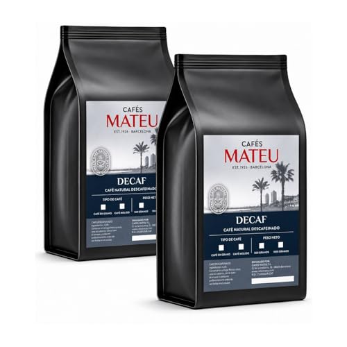 Detalle de Café En Grano Descafeinado (2 x 500 g) de CAFÉS MATEU EST. 1926 Barcelona