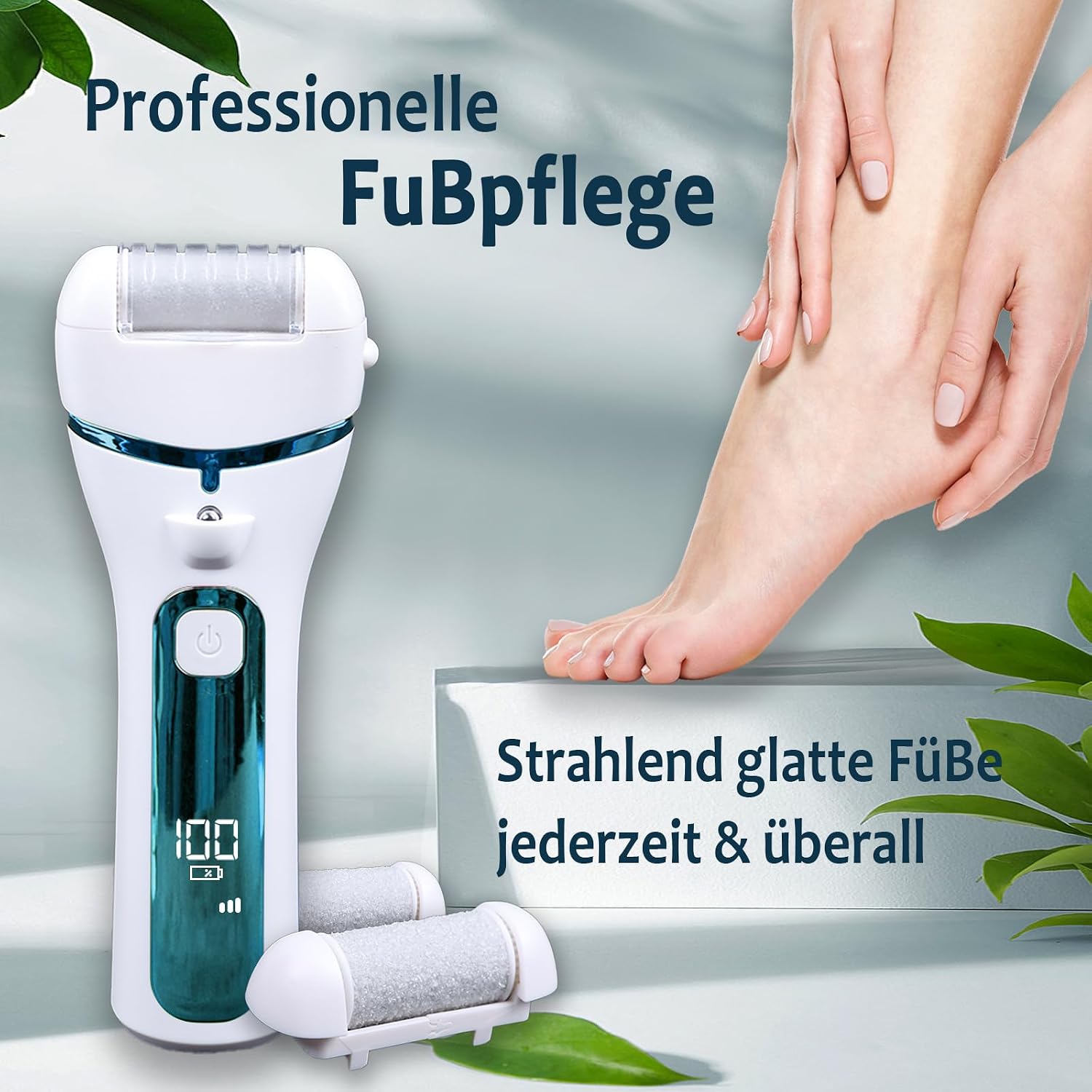 Detalle de Rapeuse Piedi Elettrici 16 in 1: kit professionale per pedicure con 3 rotoli, ricaricabile e impermeabile