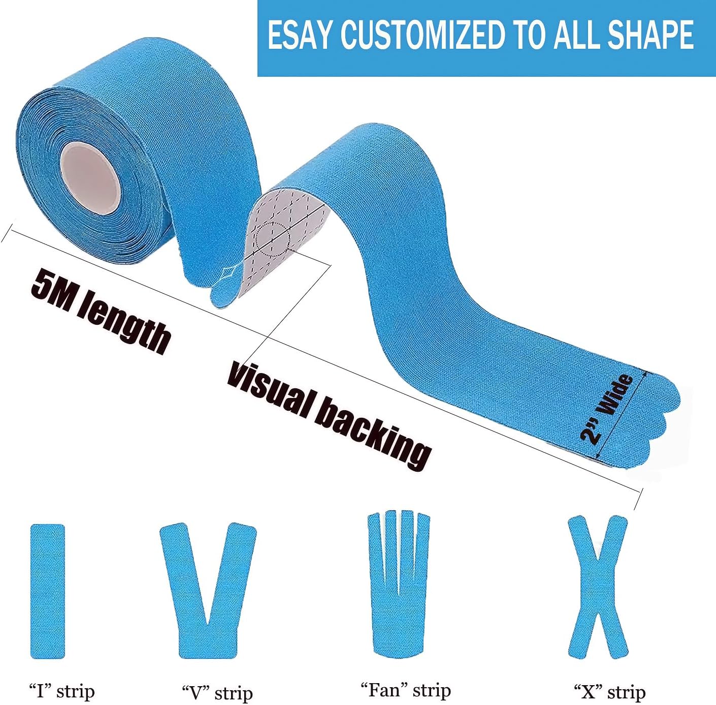 Thumbnail 2 de Kinesiology Tape Pro Athletic Sports (3 Rolls, 60 Precut Strips) Waterproof Latex-Free Cotton Tape for Sports Support