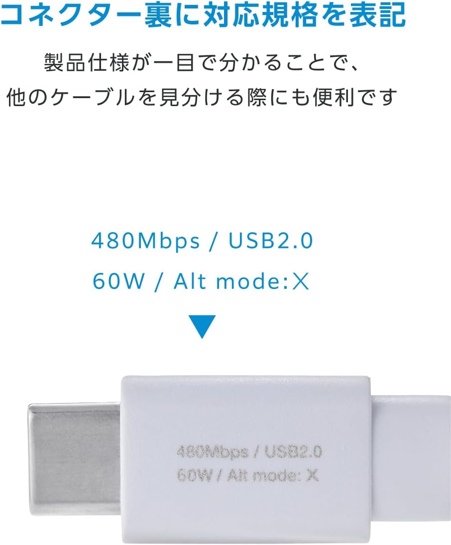 Thumbnail 6 de エレコム MPA-CCECMGF10WH USB Type-Cケーブル まとまるマグネット・フラットナイロンメッシュ・60W対応 1m