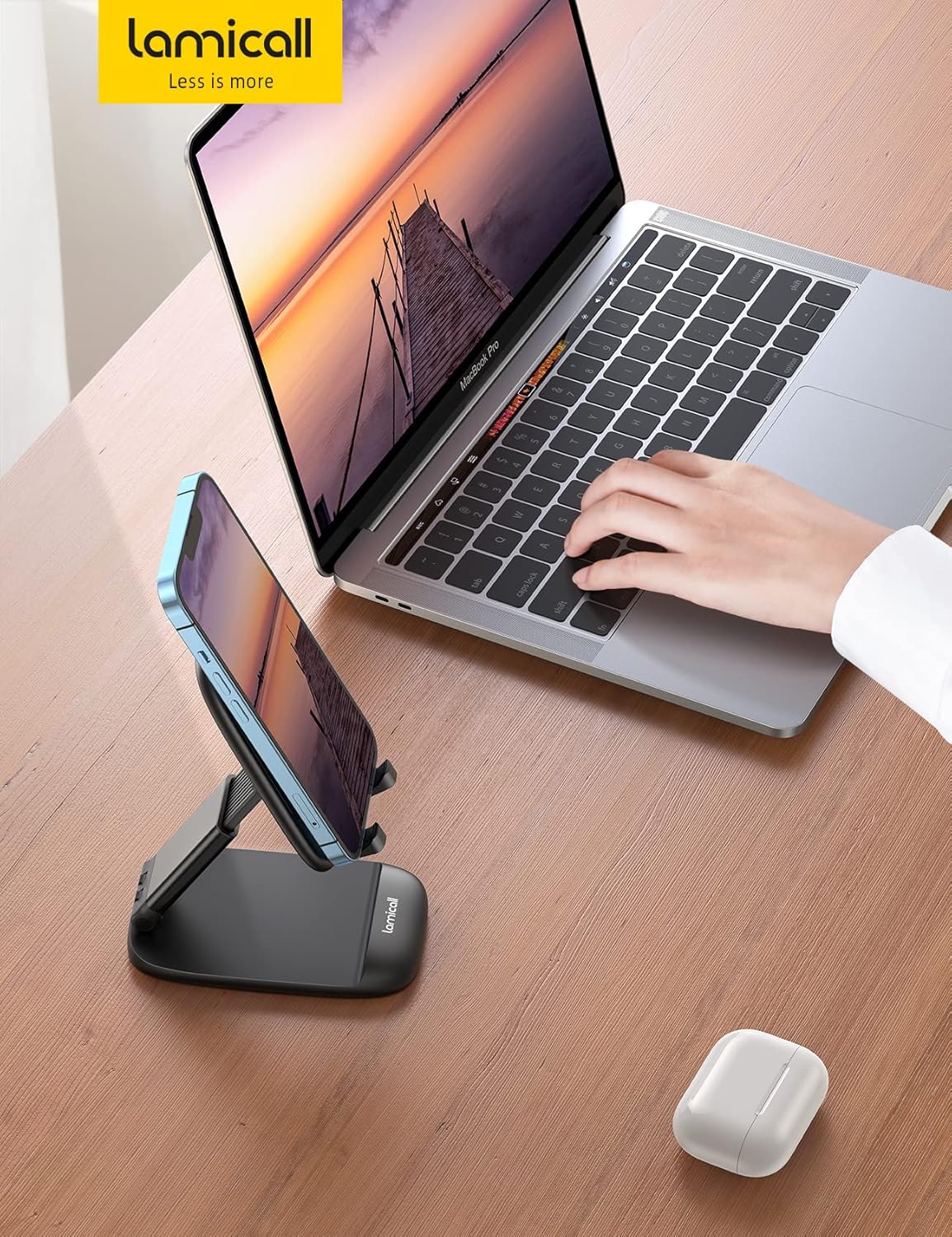 Thumbnail 6 de Lamicall DP13-EU-B Adjustable Foldable Cell Phone Stand with Weighted Metal Base