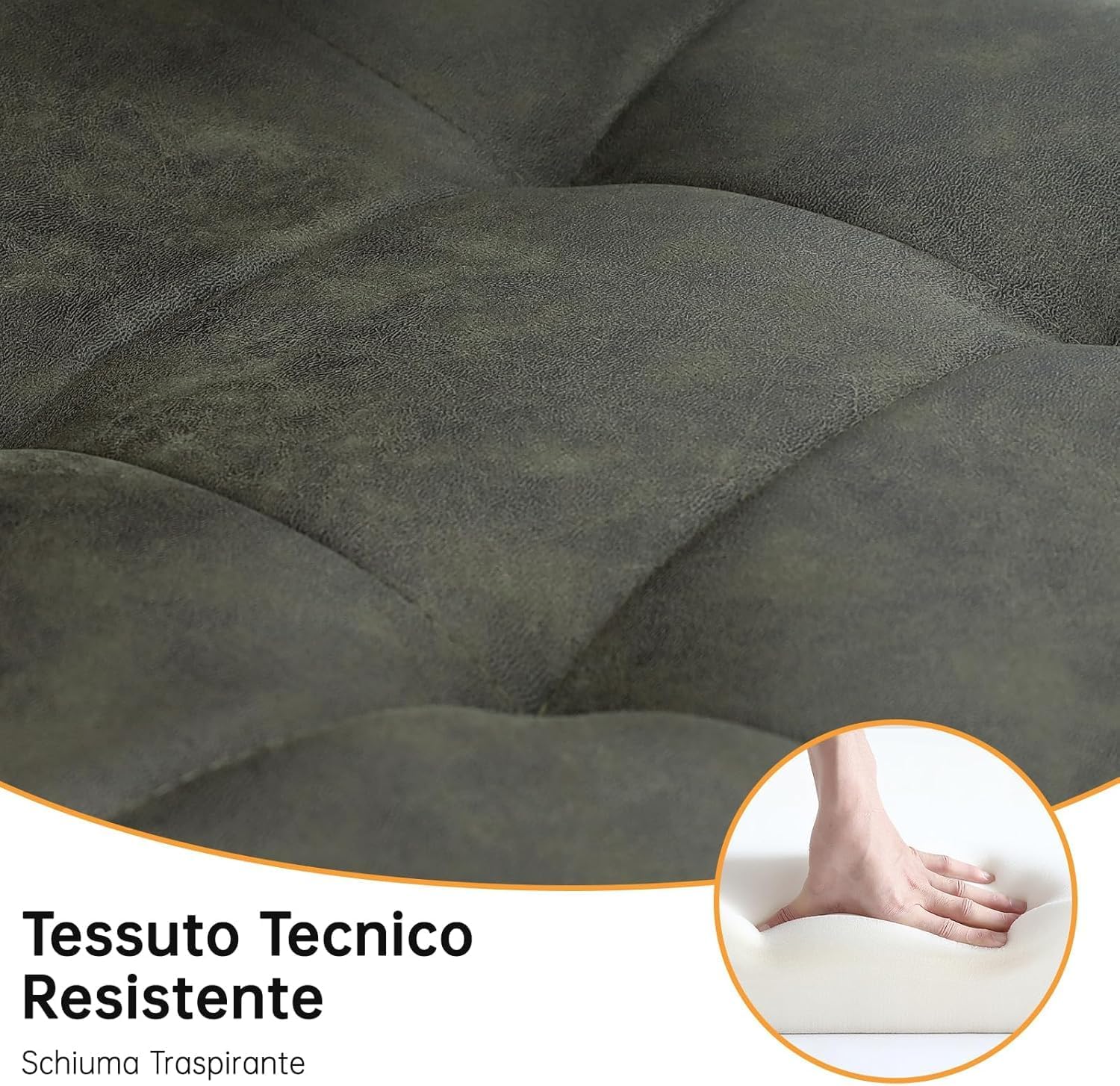 Detalle 2 de LEWE Sedie da Pranzo 4 pz – Sedia imbottita in tessuto tecnico, design con gambe in metallo