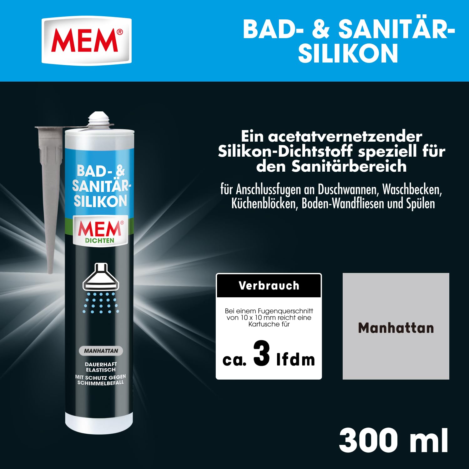 Thumbnail 1 de MEM 30618253 Silicone per bagno e sanitari Manhattan da 300 ml