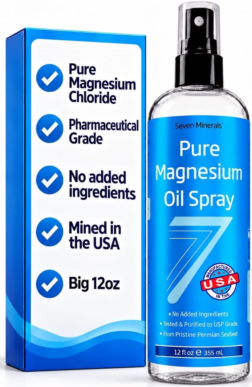 Seven Minerals Pure Magnesium Oil Spray (12oz) — USP Grade Extra Strength
