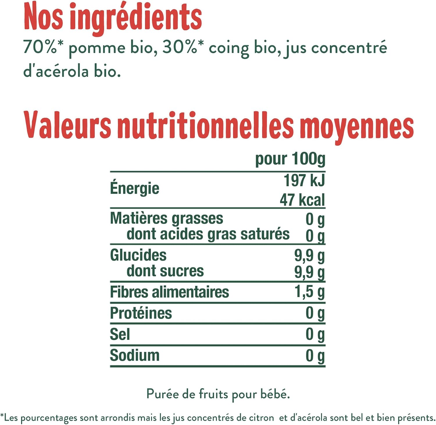 Detalle 2 de GOOD GOÛT Gourdes Pomme Coing – Purée Bébé dès 4 mois, 10x120 g