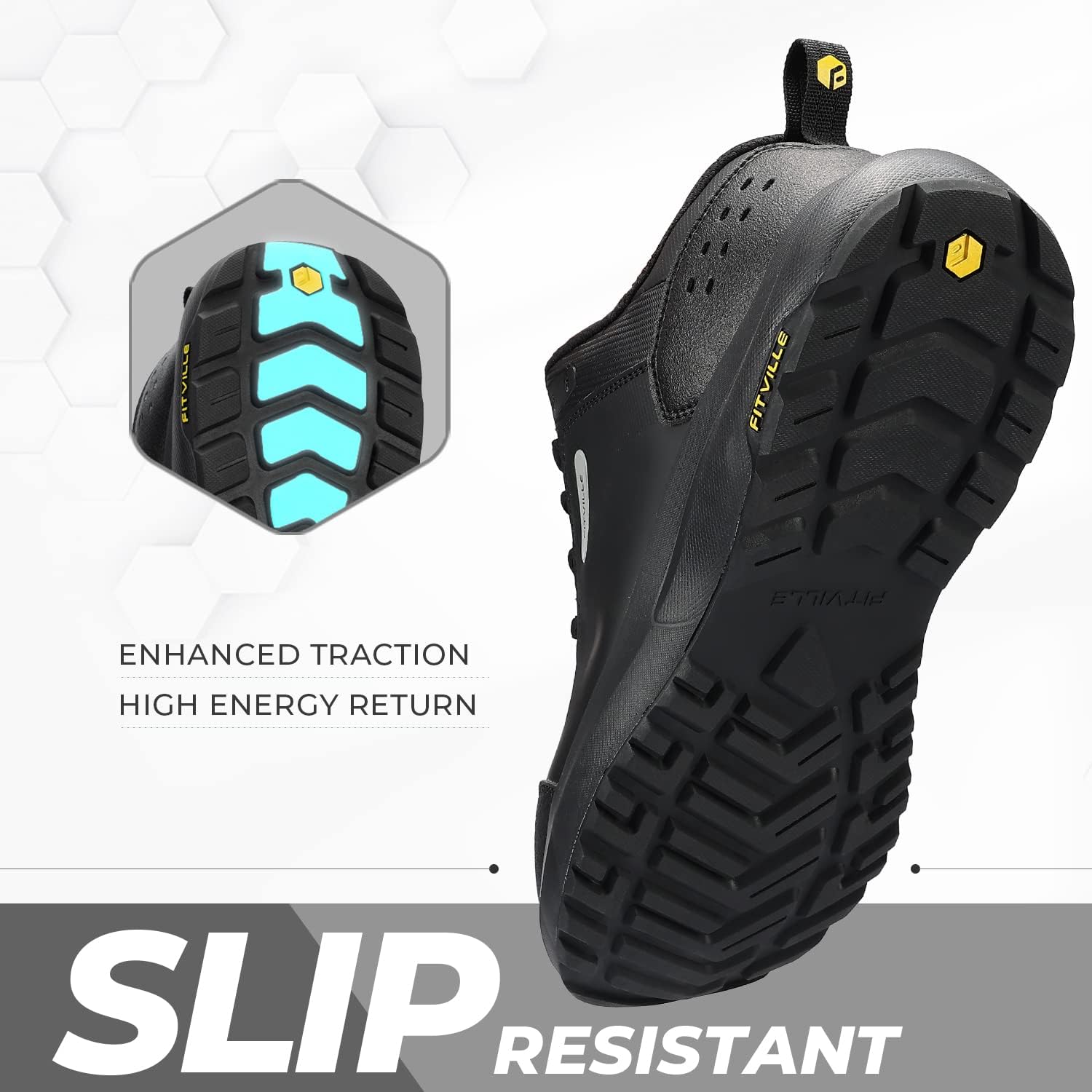 Thumbnail 3 de FitVille Chaussures de randonnée homme extra larges, imperméables et respirantes