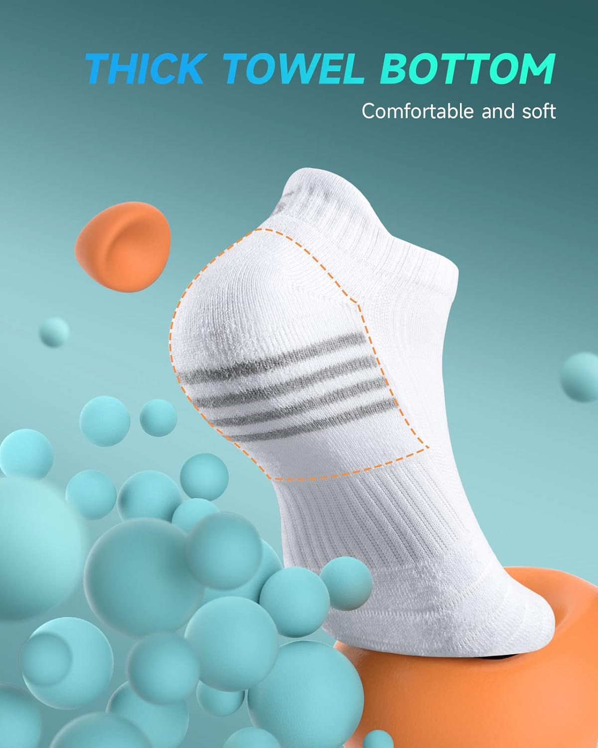 Detalle de TANSTC Unisex Running Socks – Anti-Blister Cushioned Trainers (6 Pairs)