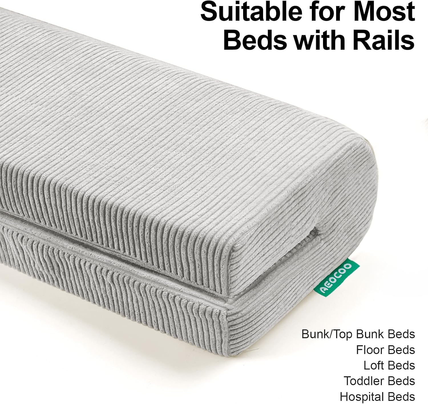 Thumbnail 3 de AEOCOO Bed Rail Bumper for Toddlers – 20cm High, 70cm, Grey