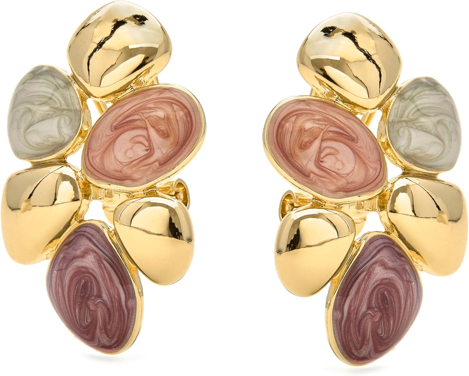 Detalle 1 de LUXENTER Niro Ohrringe aus Kunstharz in Orange mit 18 Karat Gelbgold-Optik – Unikat