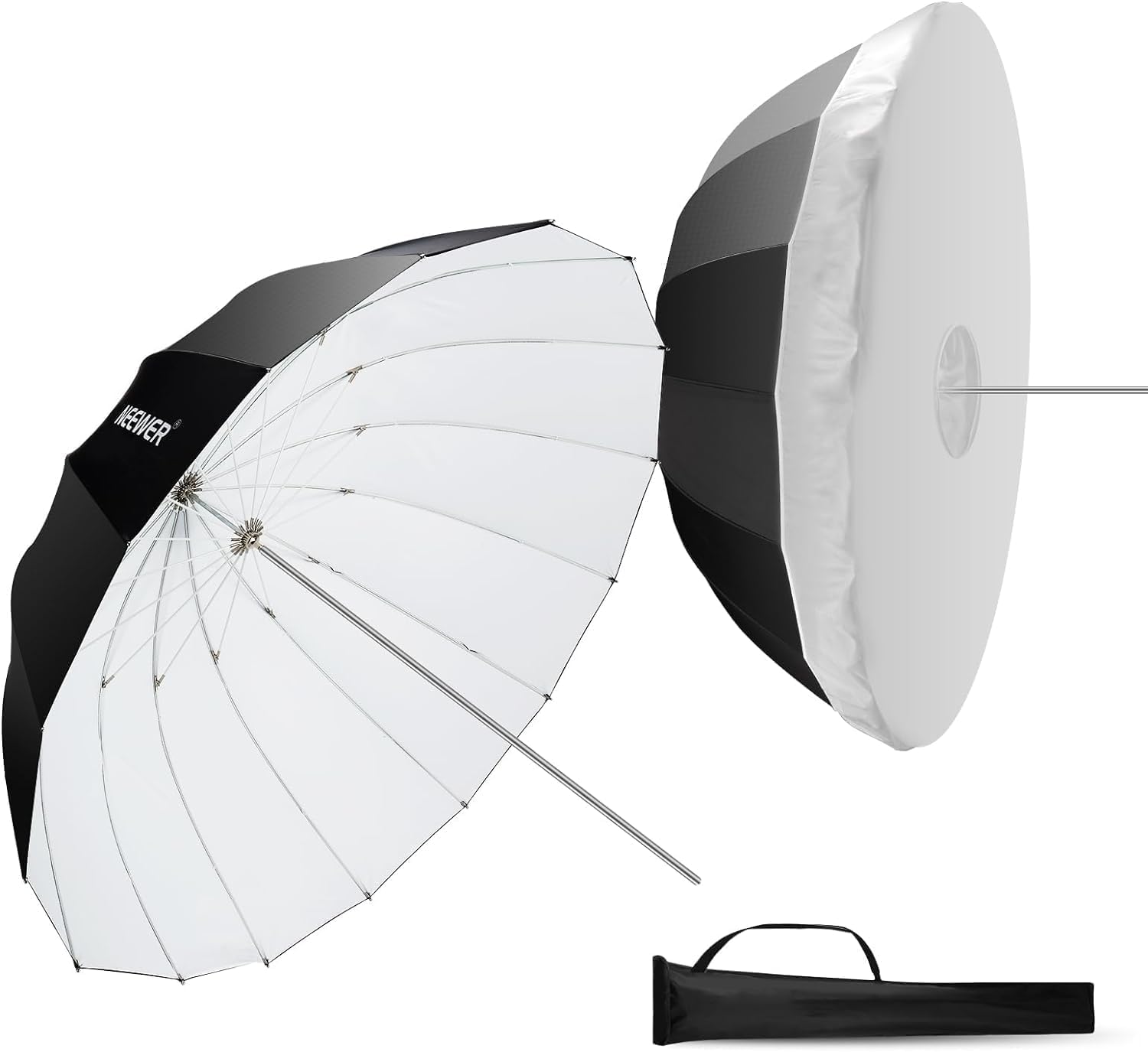 Detalle de Parapluie réfléchissant parabolique 165 cm NEEWER (noir/blanc) pour studio photo et vidéo