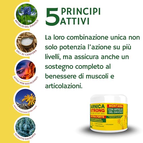 Detalle de Arnica gel Forte ImmunoSTRONG: crema riscaldante per muscoli e articolazioni, uso umano