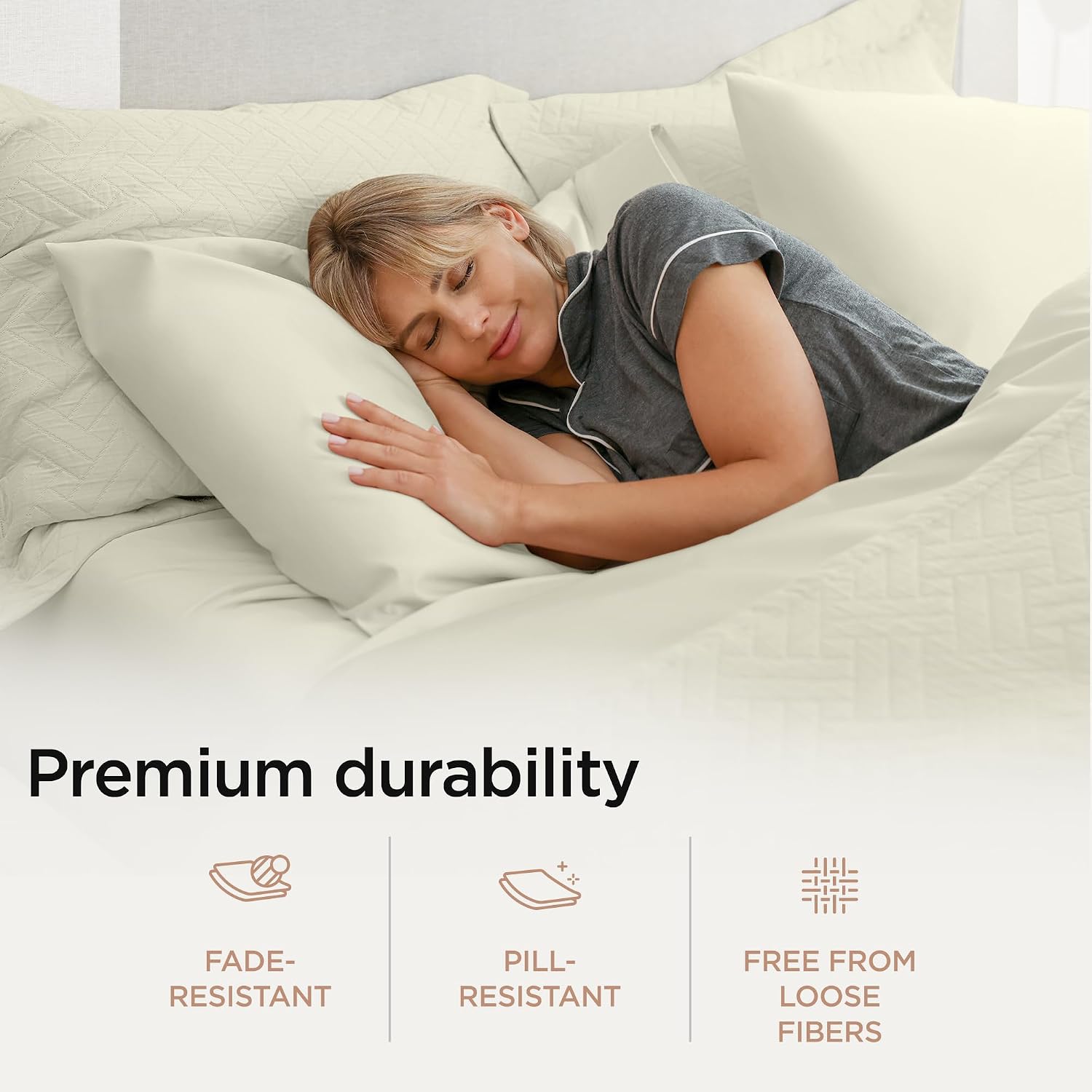 Detalle de Threadmill Home Linen Threadmill 100% Supima Cotton Sheets (1200 Thread Count) Cal King, 4-Piece Ivory Set