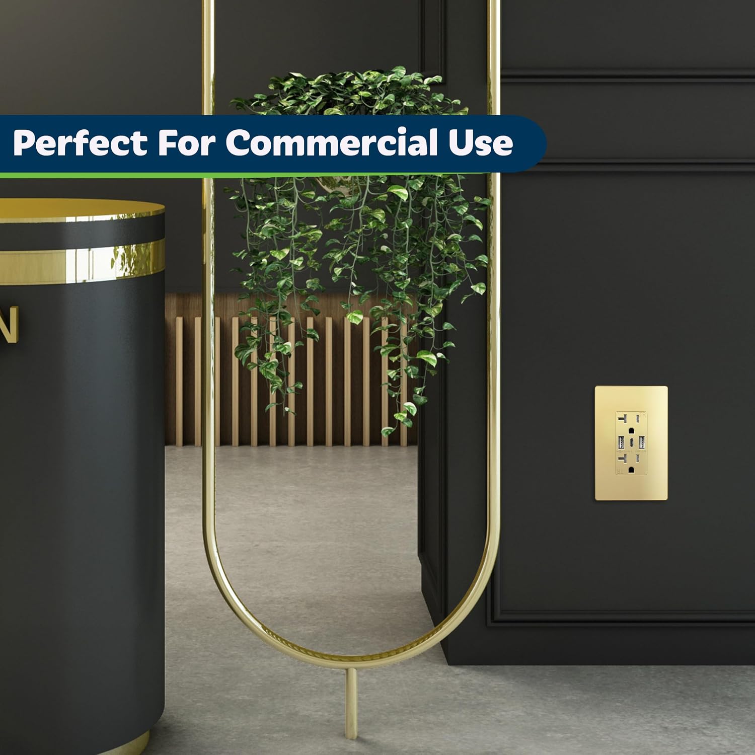 Thumbnail 6 de TOPGREENER TU22036AC3-GDWSI 3-Port USB-C & USB Wall Outlet (20 Amp, Tamper-Resistant) with Gold Faceplate