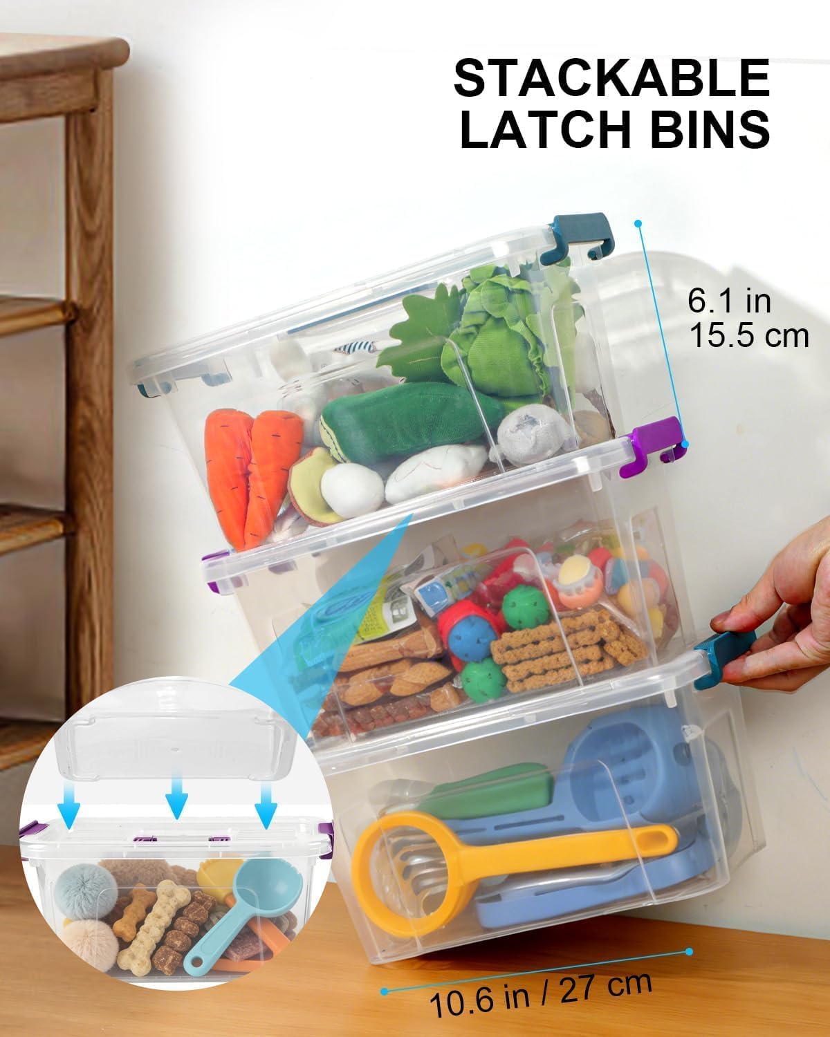 Detalle de NUMIFUN Plastic Storage Bins, 7-Quart