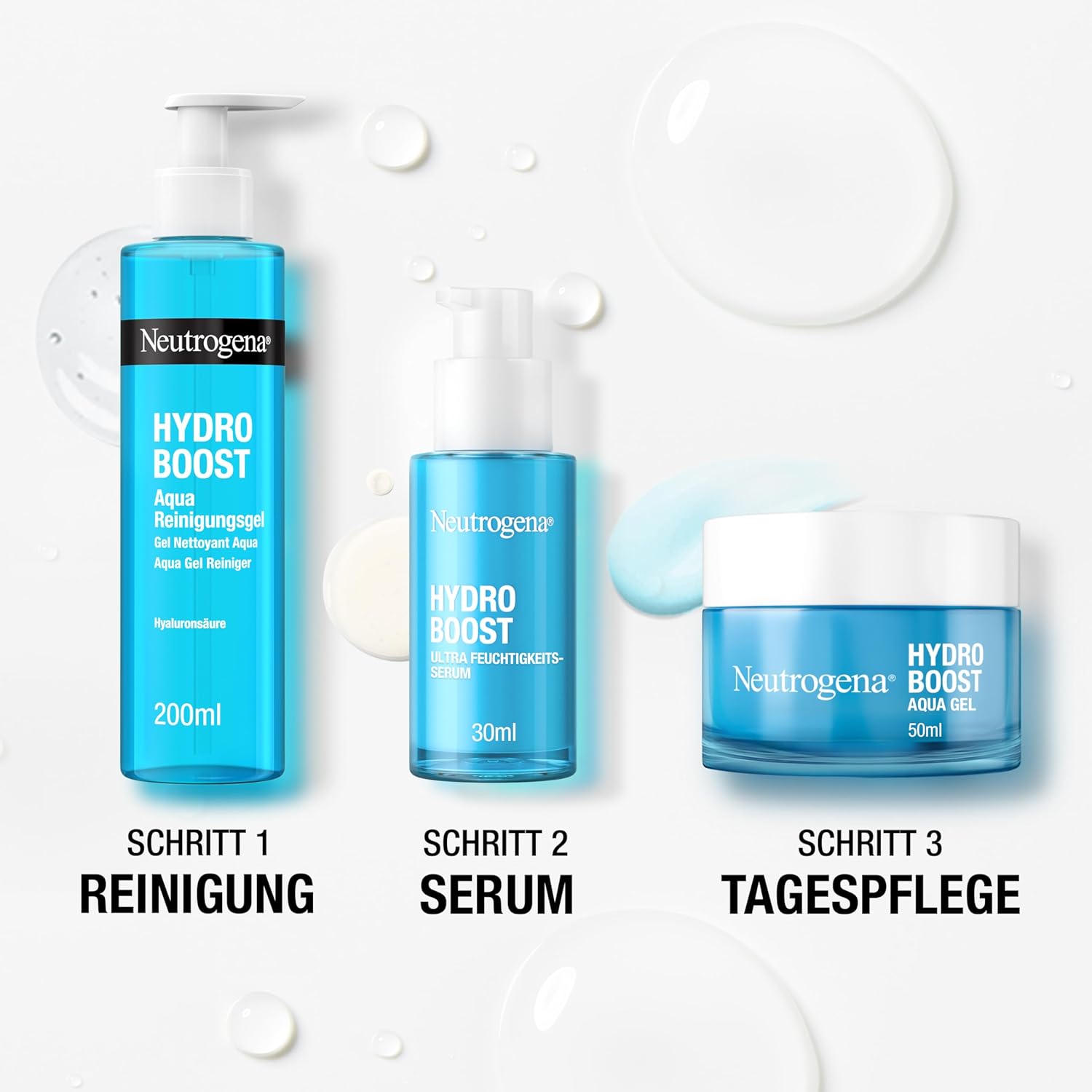 Thumbnail 1 de Neutrogena Hydro Boost Skincare Set mit Aqua Reinigungsgel, Aqua Perlen Serum & Aqua Gel Gesichtscreme