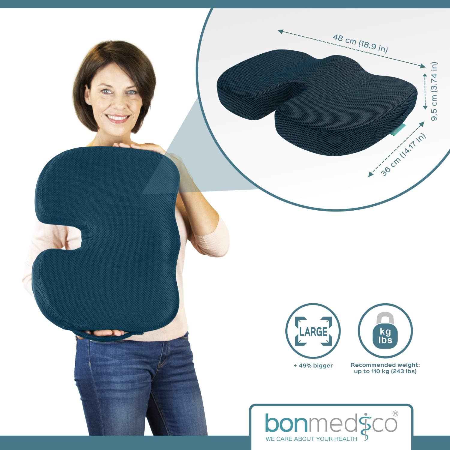 Thumbnail 5 de Bonmedico Cuscino Sedia Ufficio: Seduta Ergonomica in Memory Foam con Gel