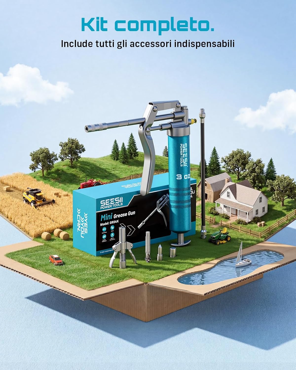 Thumbnail 5 de Seesii Mini Ingrassatore Manuale 85g – Kit 4000 PSI con Pistola e Accessori per Motori, Auto e Nautica