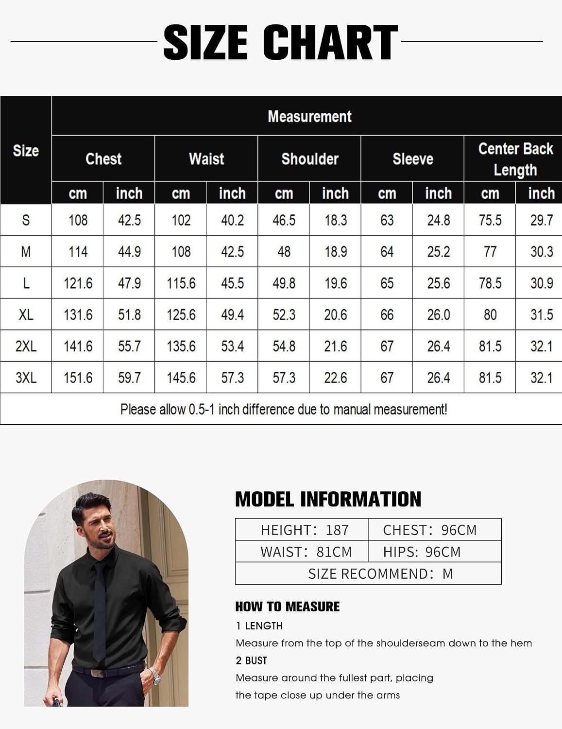 Detalle 2 de COOFANDY Men's Long-Sleeve Button-Down Dress Shirt, Casual to Business