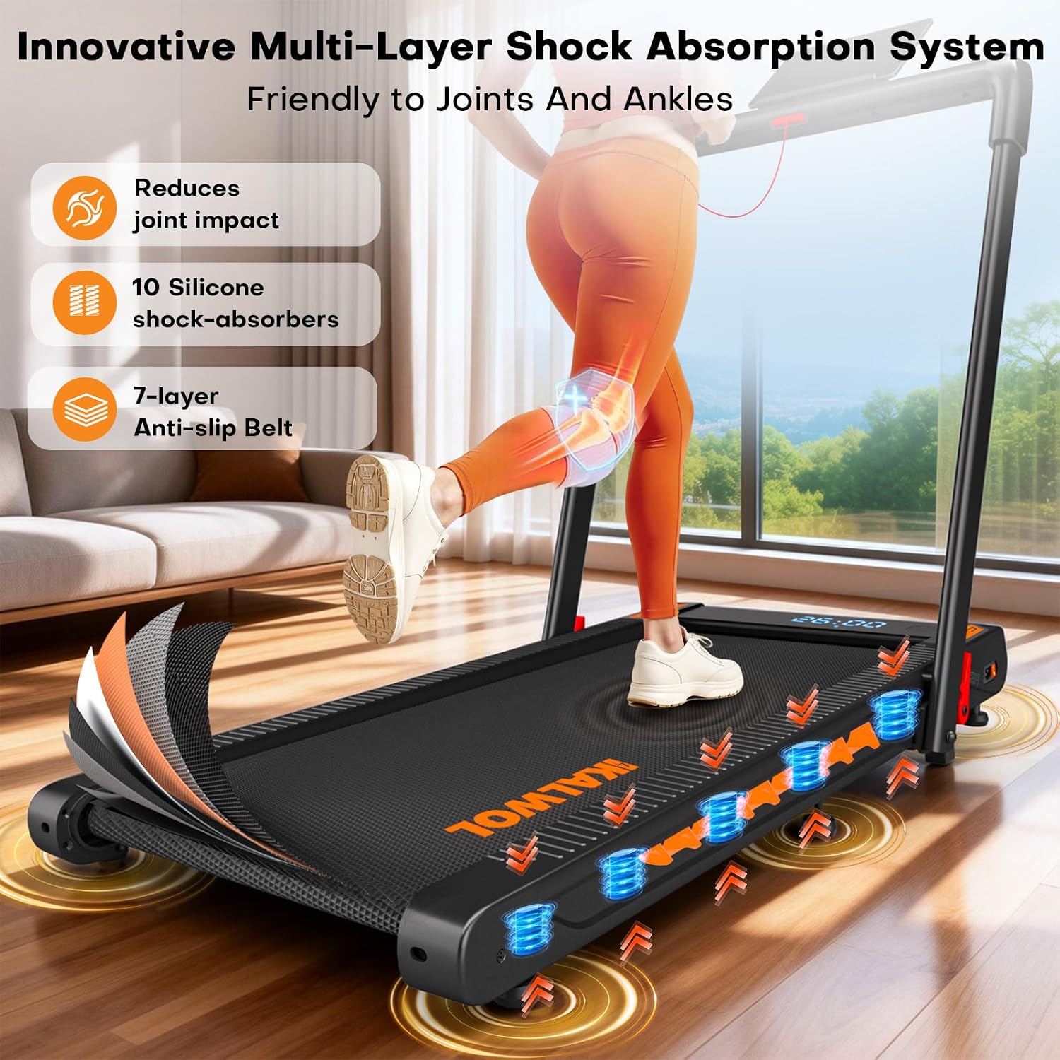 Thumbnail 6 de KALWOL 6-in-1 Foldable Treadmill with Speaker, App Compatibility and 10% Incline