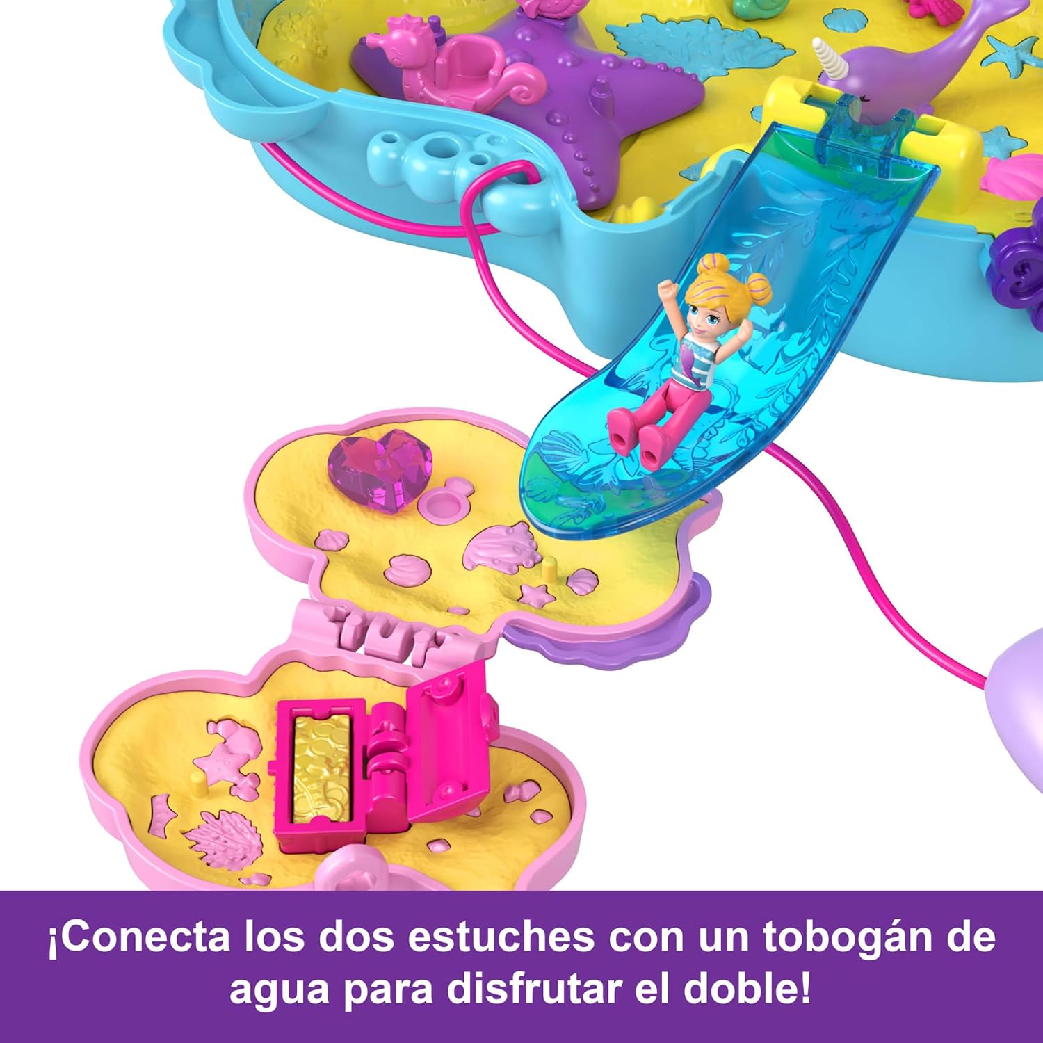 Detalle 2 de Polly Pocket HWP03 Caballito de mar y bebé 🧜♀