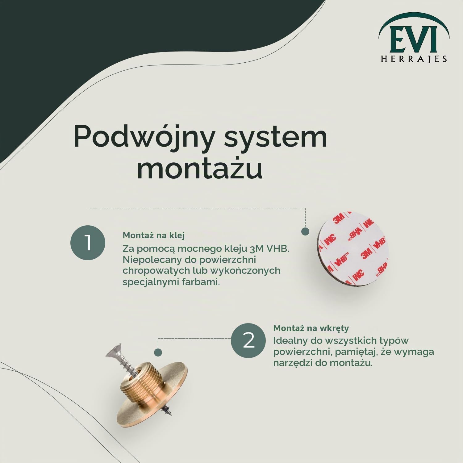 Detalle de EVI Herrajes I-282DUALMT – mosiężny ogranicznik ścienny, regulowany, matowy