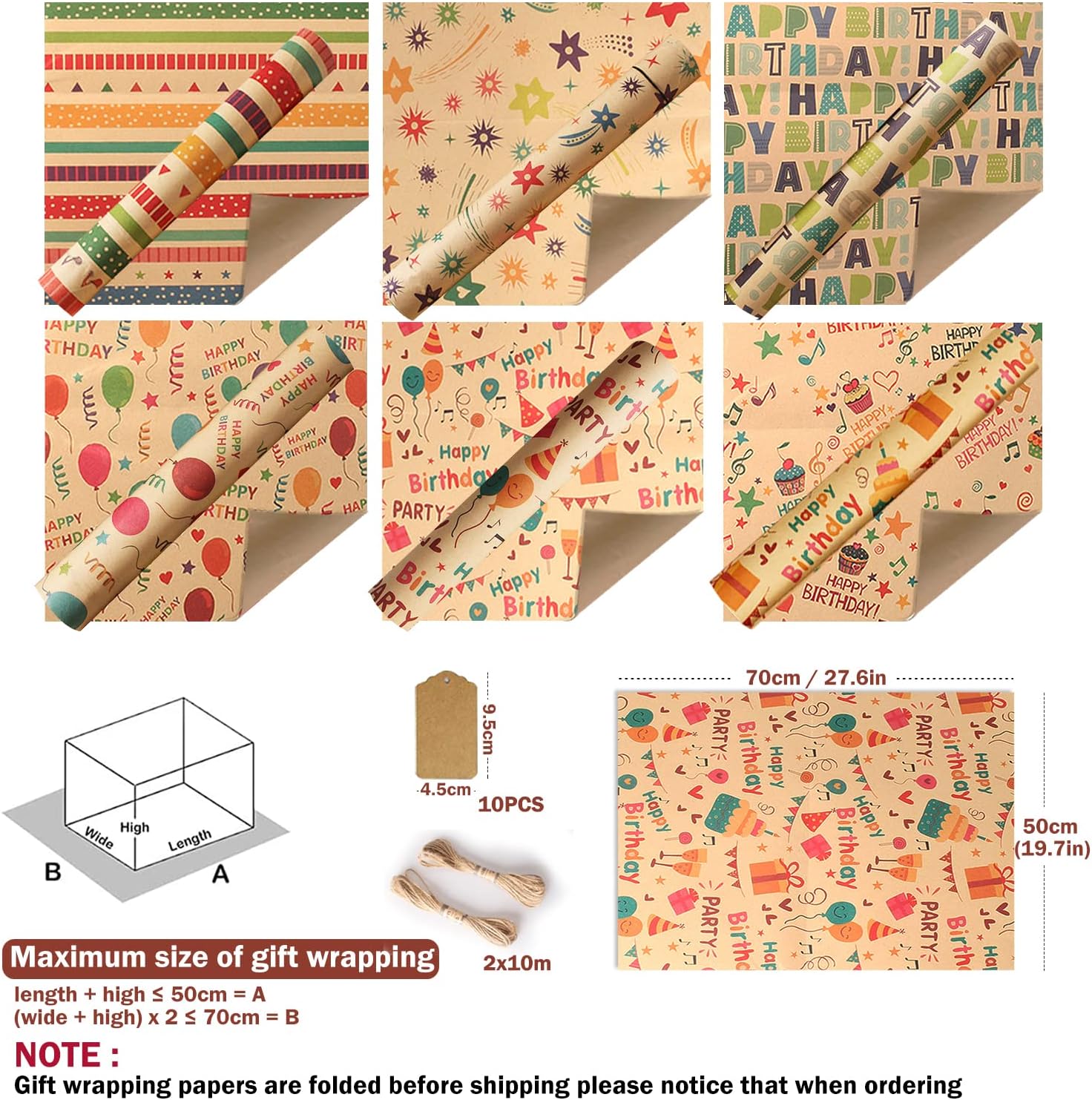 Thumbnail 1 de Gift Wrapping Paper 70x50cm 6 Pack 🎁