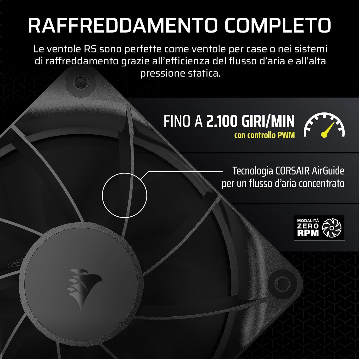 Detalle 2 de CORSAIR RS120 120 mm PWM Ventole 2.100 RPM