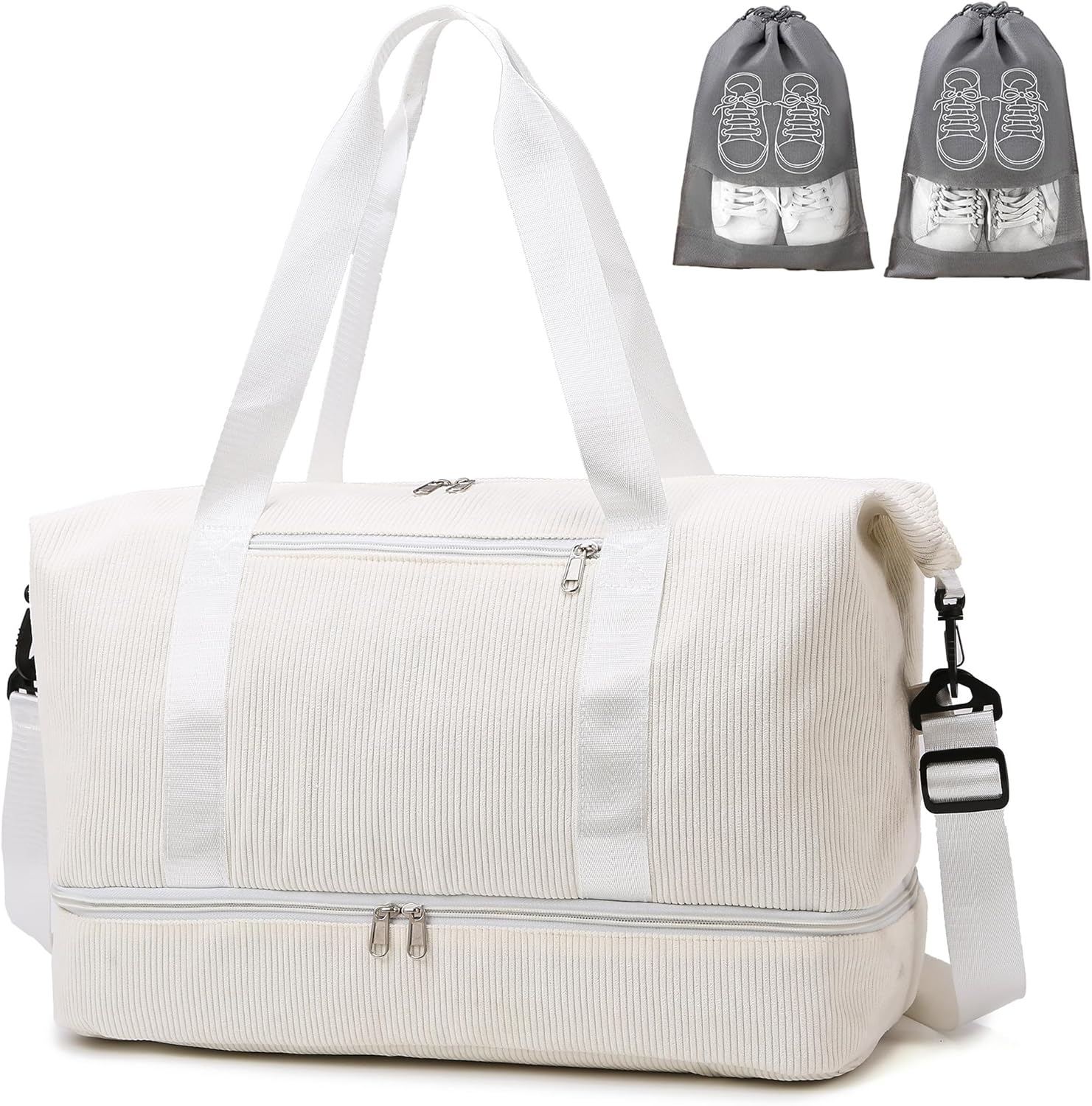 IBALULU Sporttasche 35L – vielseitige Weekender mit Schuh- und Nassfach, Cord-Optik