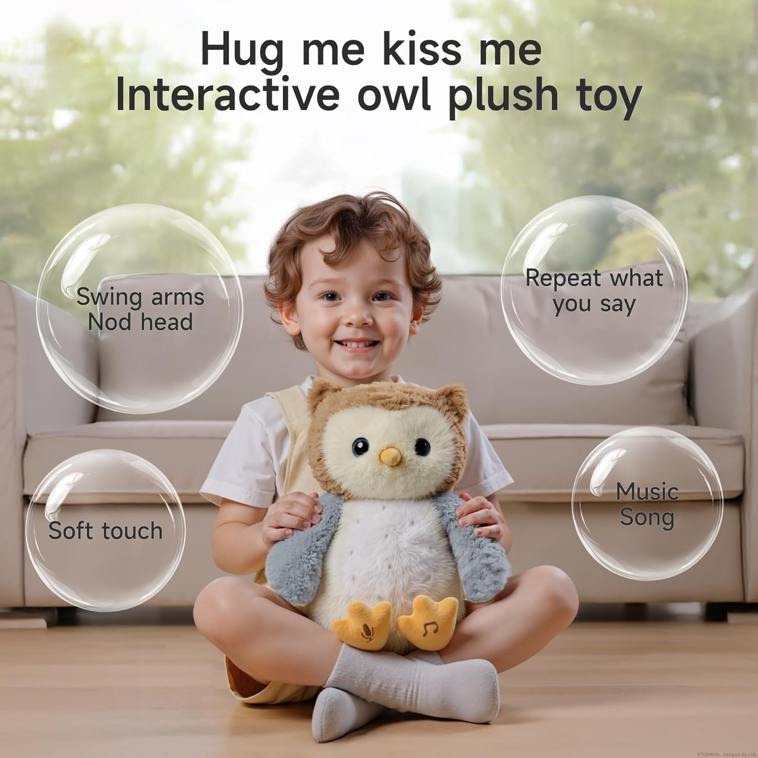 Thumbnail 1 de eJog Pup hibou interactif en peluche qui danse et répète (avec enregistrement)
