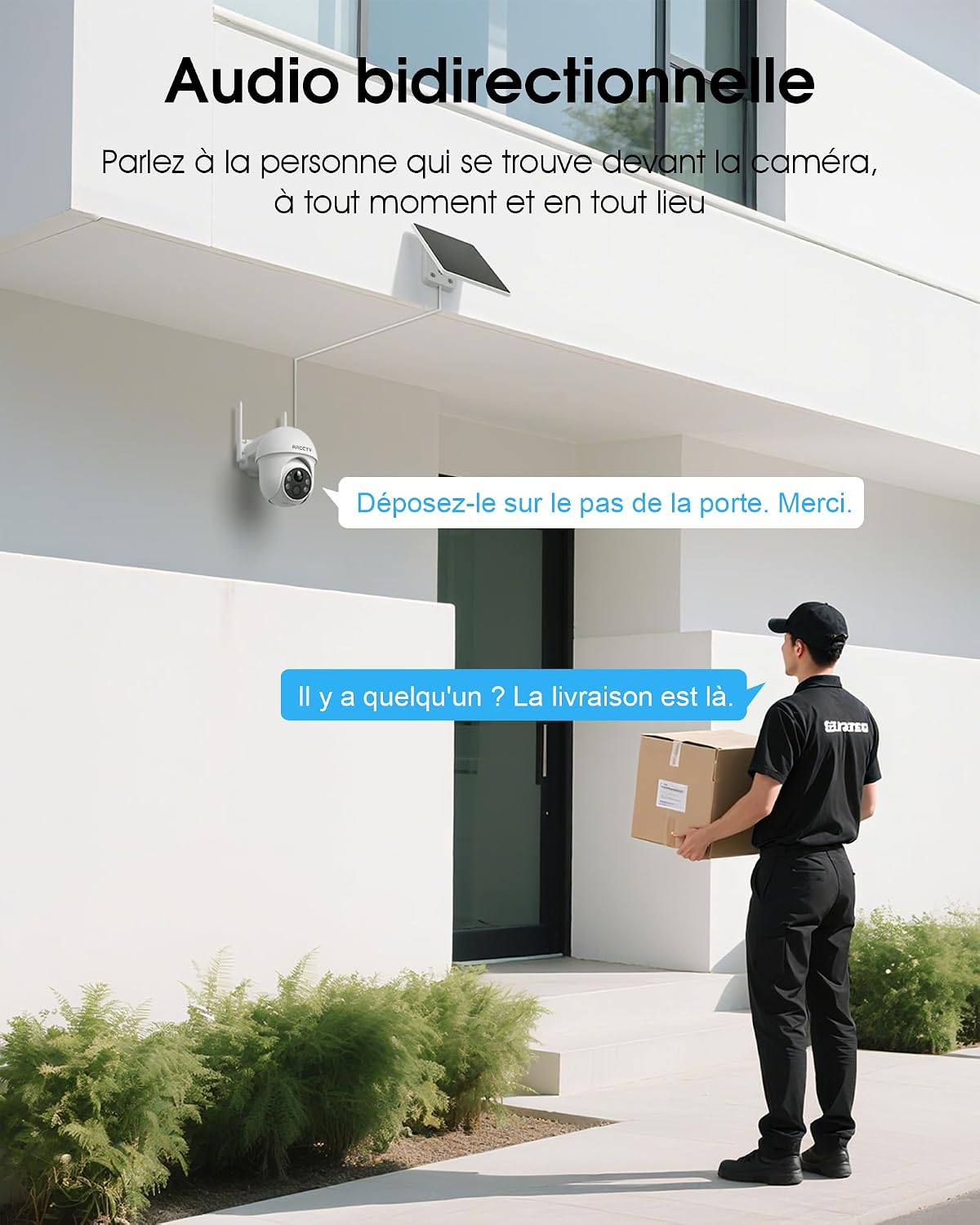 Thumbnail 6 de ARCCTV 2.5K 4MP – Caméra Surveillance Extérieure Sans Fil Solaire, 360° PTZ, WiFi, Détection PIR et Vision Nocturne (Kit 2 pcs, Blanc)