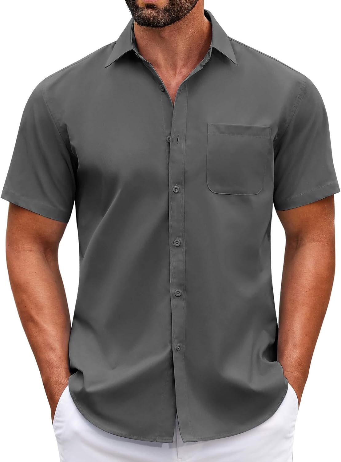 Thumbnail 6 de COOFANDY Mens Short Sleeve Casual Button Down Shirt