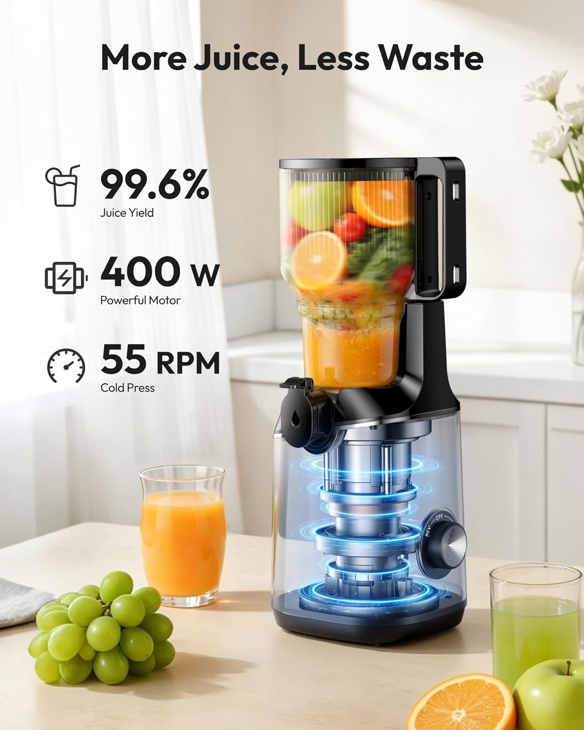Thumbnail 3 de EUHOMY 5.5" Wide Feed Cold Press Juicer 🥤