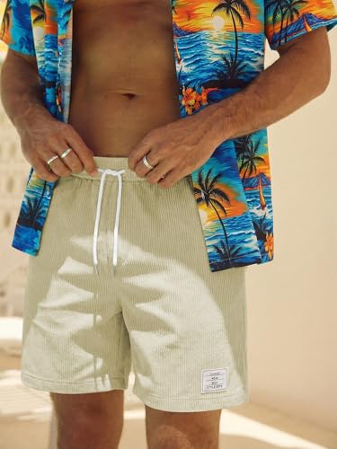 Thumbnail 6 de JMIERR Herren Corduroy Shorts mit 3 Taschen Licht Beige Größe L