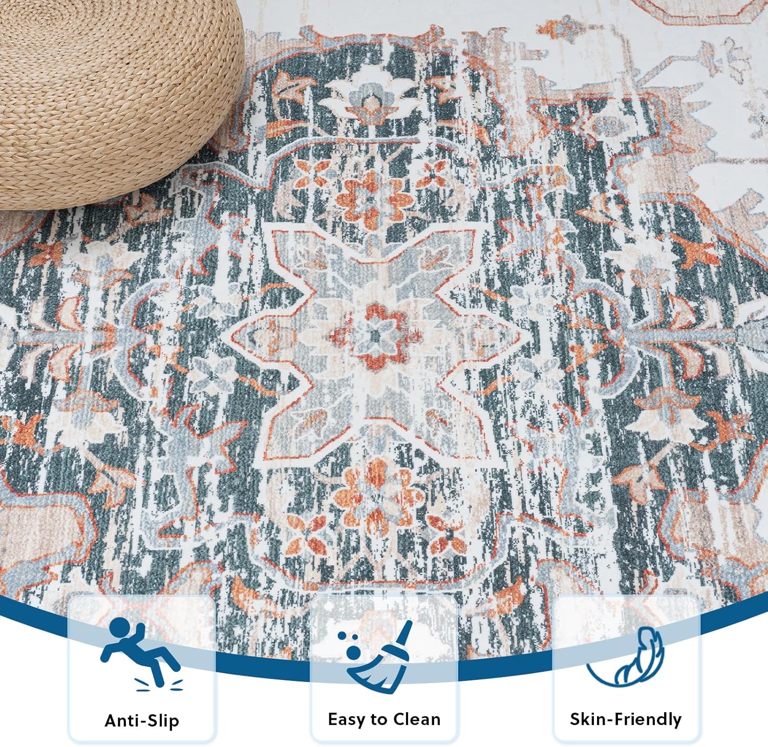 Thumbnail 5 de Vamcheer Alfombra Vintage Antideslizante y Lavable, 200x300 cm
