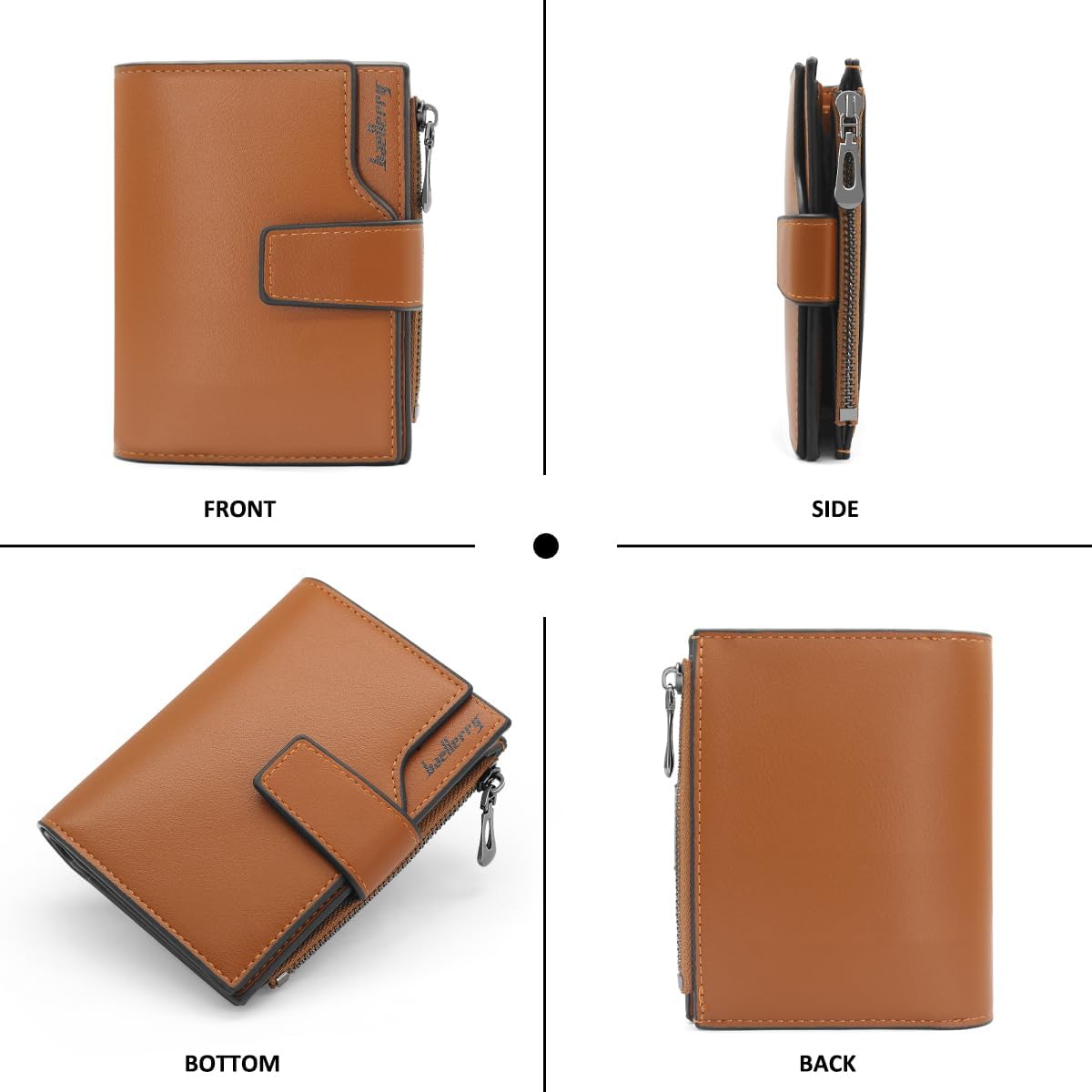 Thumbnail 3 de GOUNNU PU Leather Ladies Wallet: 15 Card Slots, Bifold in A-Brown