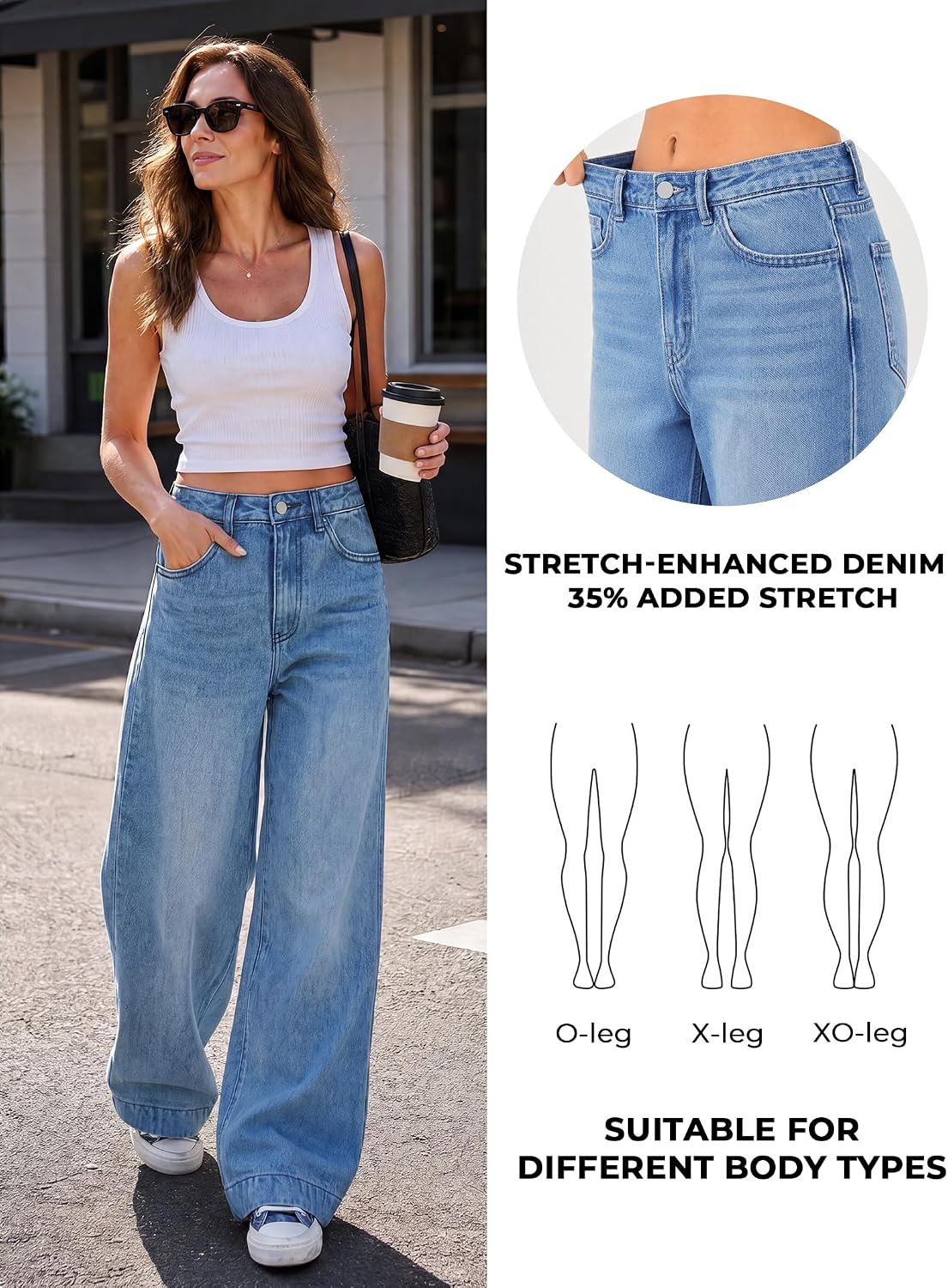 Thumbnail 5 de EMMIOL Women’s 2026 Wide-Leg Distressed Mid-Waist Jeans (Vintage Y2K Baggy Denim)