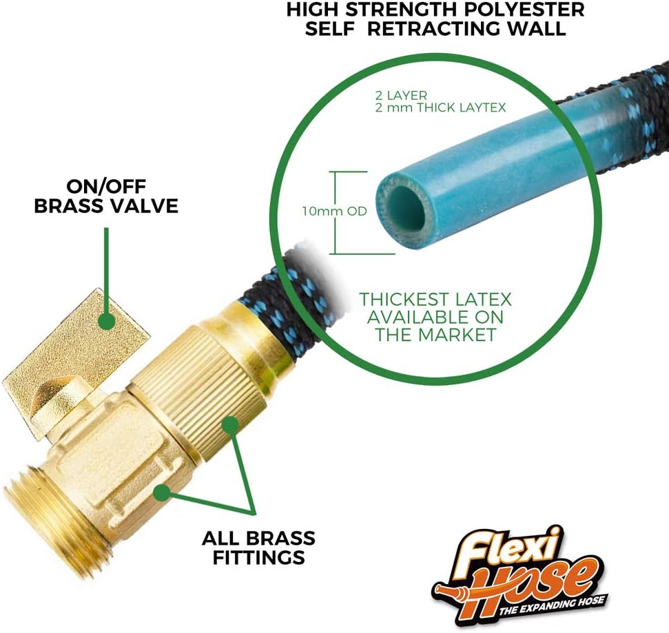 Thumbnail 3 de Flexi Hose with 8 Function Nozzle, 100FT Lightweight Expandable Garden Hose with 3/4" Solid Brass Fittings