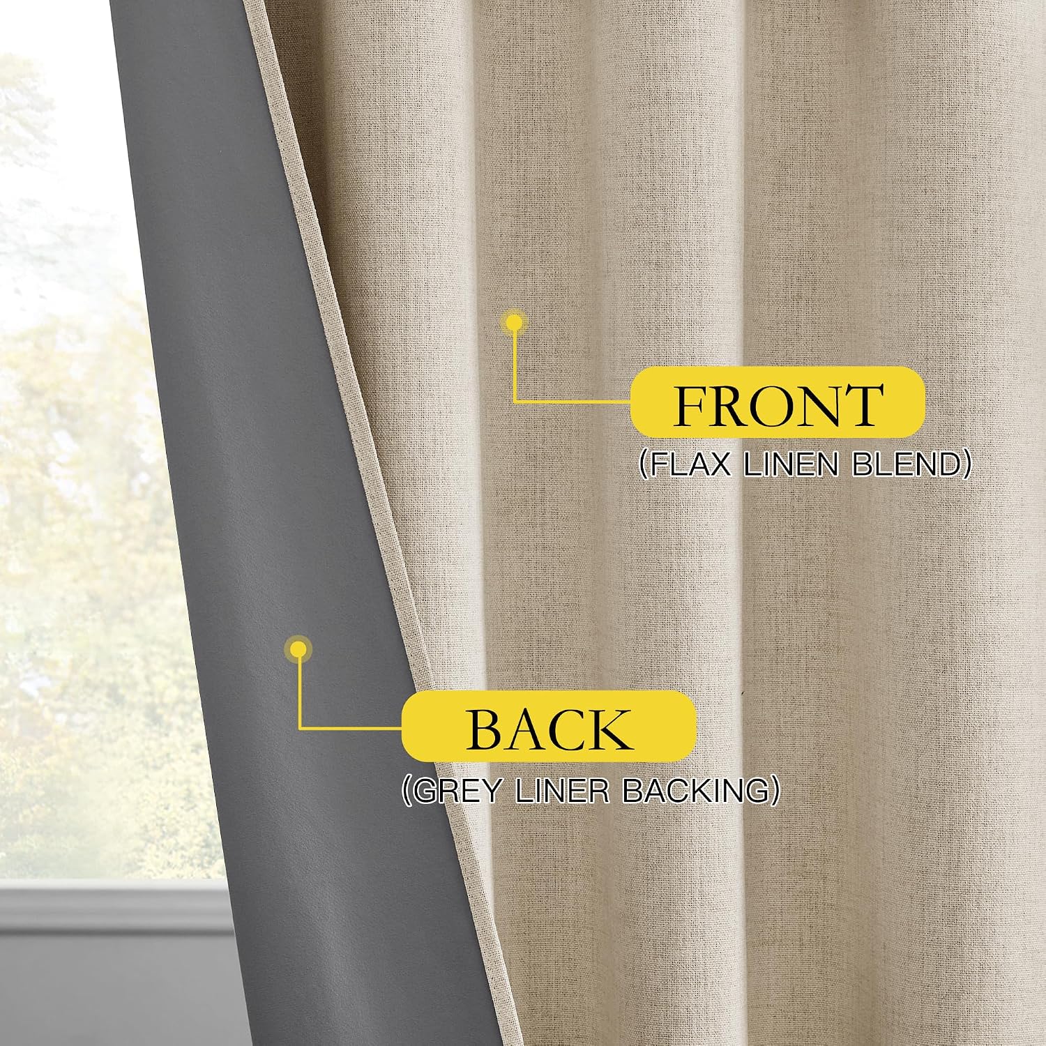 Thumbnail 5 de NICETOWN Cream 100% Blackout Linen Curtains 84
