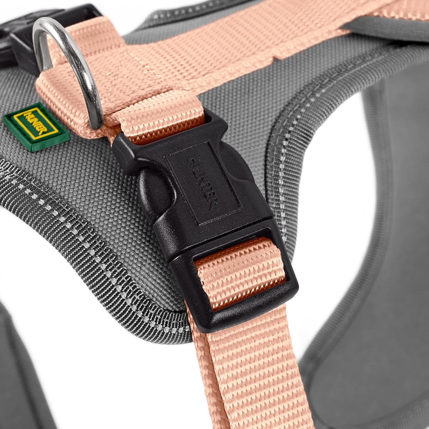 Detalle de HUNTER Hundegeschirr NEOPREN aus strapazierfähigem Nylon, pfirsich/grau – Größe S