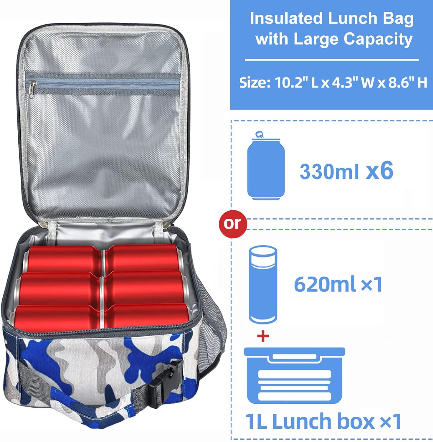 Thumbnail 1 de IWTTWY Insulated Lunch Bag Camouflage Cooler Bag (Camo Blue)