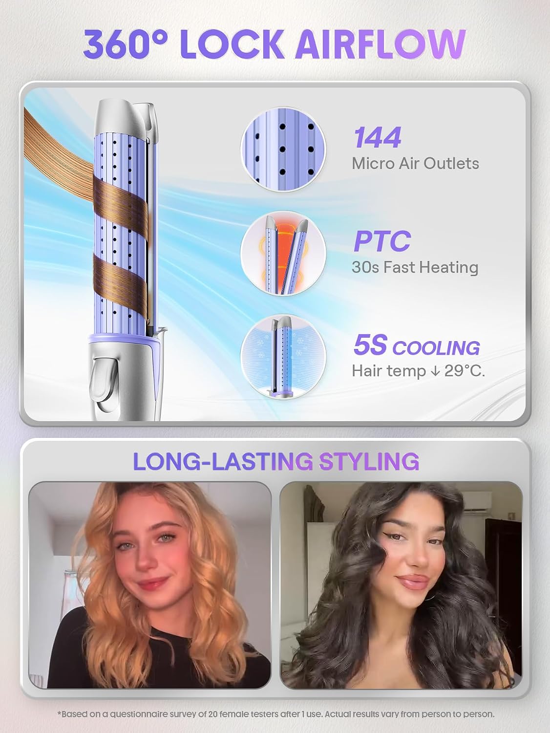 Detalle de SHEGLAM Kamm‑Glätteisen Kaltluft 360° Styling 4 Stufen