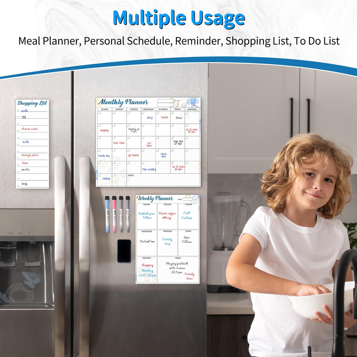 Thumbnail 4 de Sliandtelly Magnetic Whiteboard Planner for Fridge