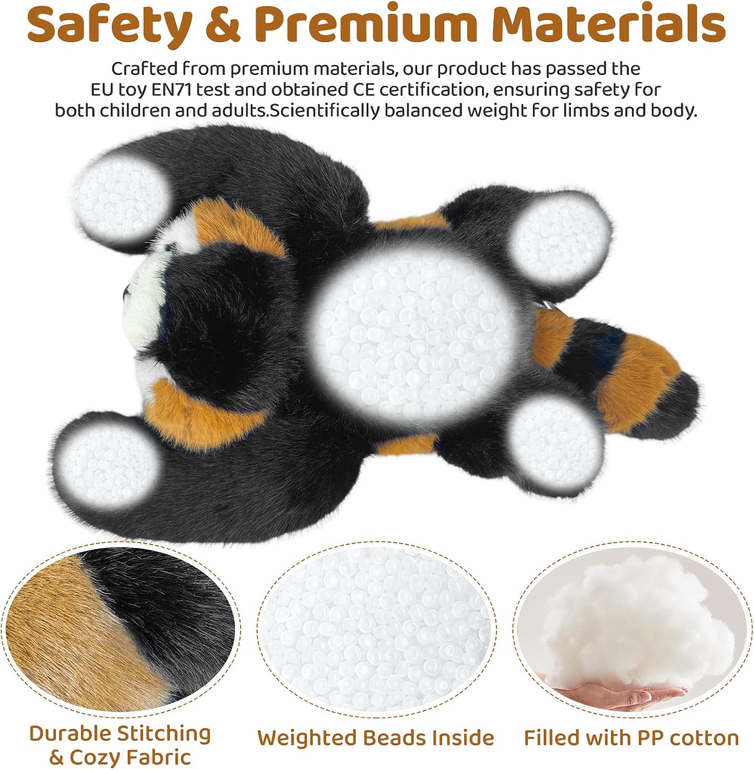 Detalle 2 de asterbud Weighted Red Panda Stuffed Animal 1.5kg – A comforting, bendable plush for anxiety relief and sleep support