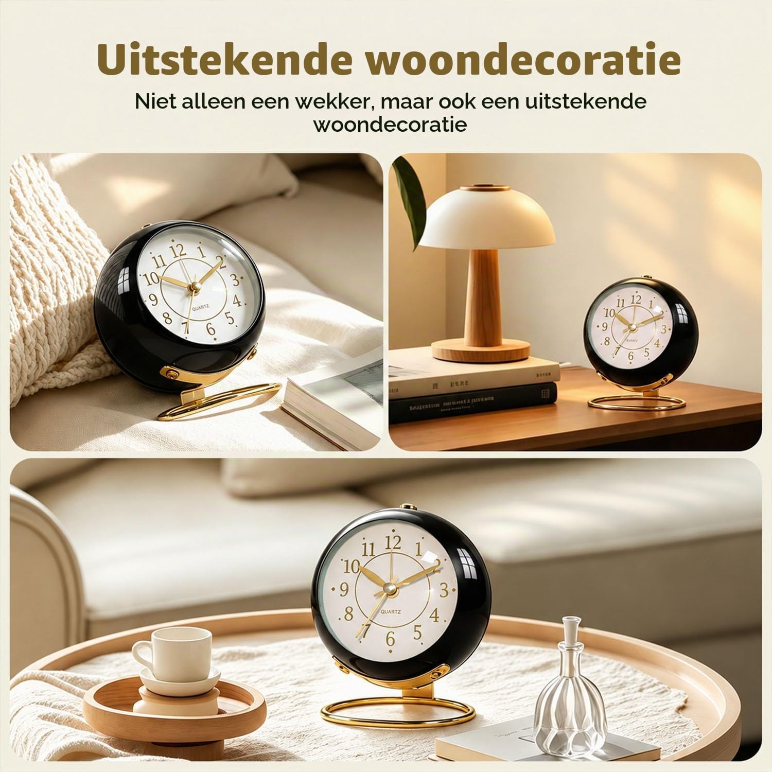 Thumbnail 4 de Azxb Azxb-alarm clock analoge wekker met stil uurwerk en nachtlampje