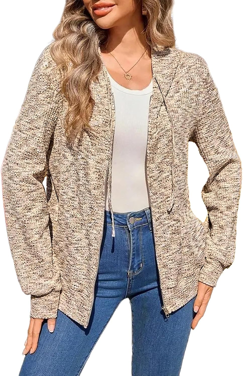 Thumbnail 4 de SHEWIN Waffle-Knit Zip-Up Hoodie