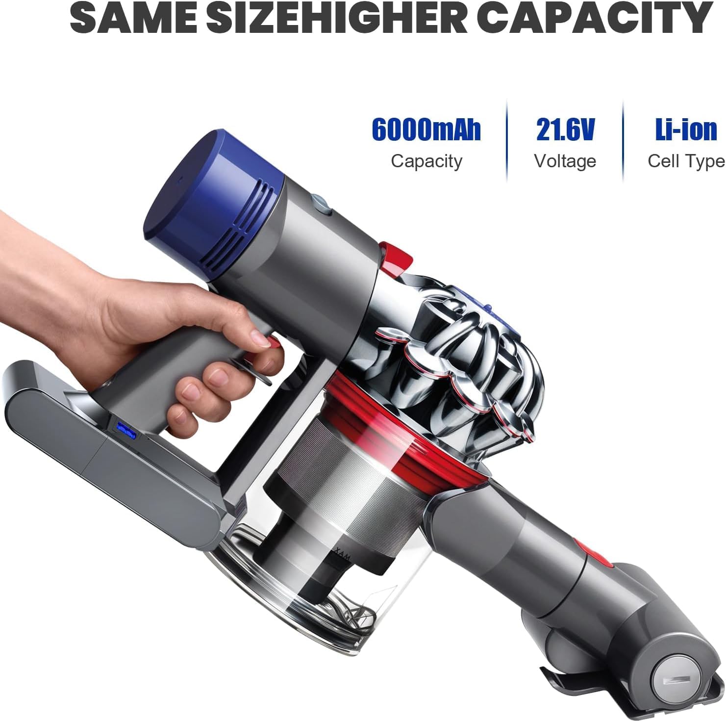 Detalle de Powtree Ersatzakku für Dyson V8 – zuverlässiger Ersatz mit umfangreichem Zubehör