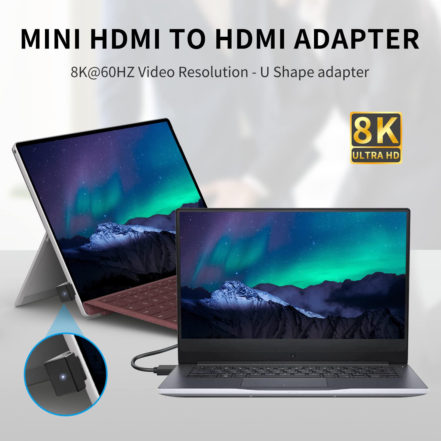 Detalle 2 de Duttek U Shape Mini HDMI Adapter 8K 60Hz