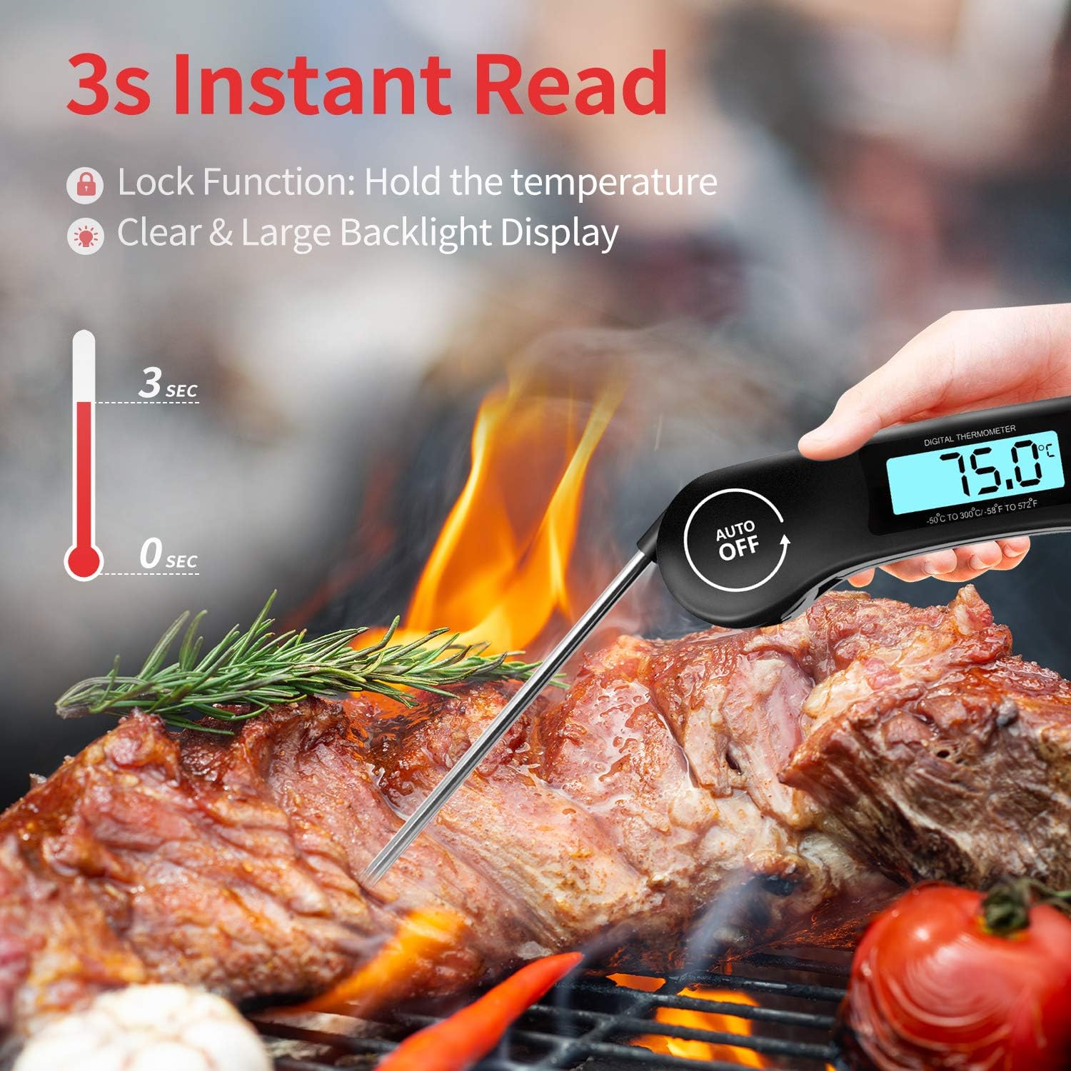 Detalle de DOQAUS Digital Meat Thermometer 4.5in probe