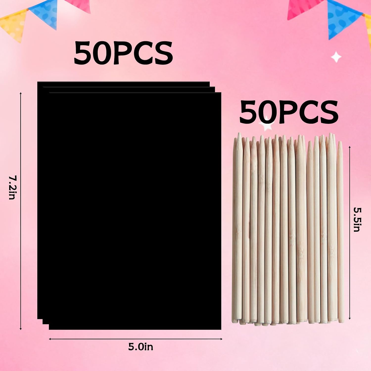 Detalle 2 de ZMLM Scratch Art 100pcs Rainbow Paper for Kids ๐จ